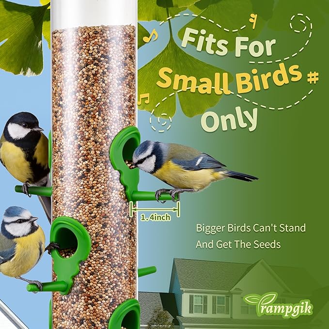 Bird Feeders for Outdoors Seed Catcher,6 Port Wild Bird Feeders with Tray,Bird Feeders for Outside Hanging for Cardinal 13 Inch,Lawn Green,Pack of 1