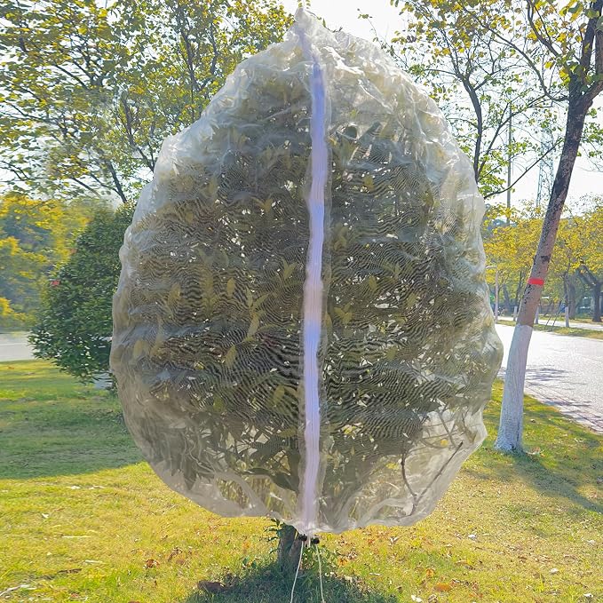 2Pack 10 x 10FT Large Fruit Tree Netting Bags with Zipper and Drawstring, Bird Netting for Blueberry Bushes and Apple Tree, Garden Netting Cover Safeguard Plant from Pest, Deer and Birds