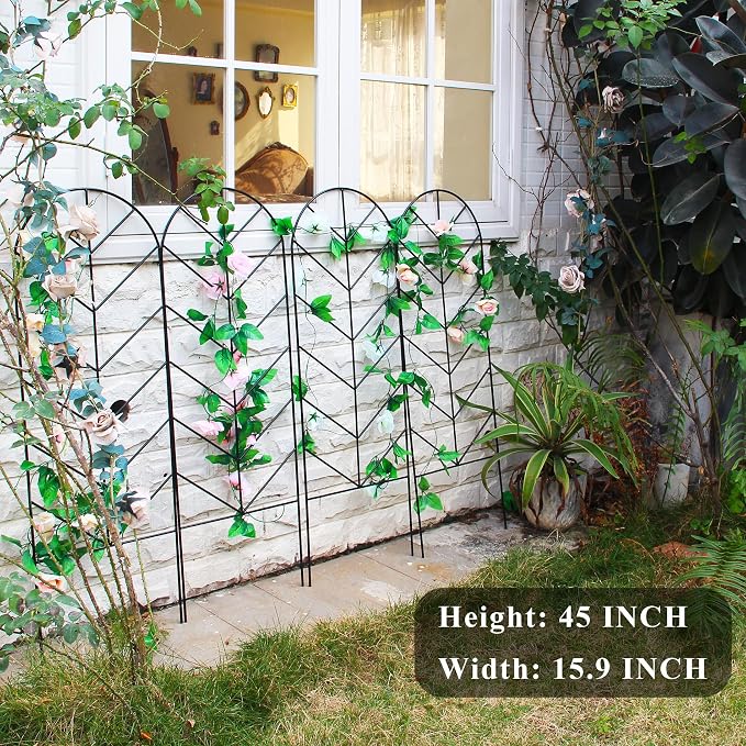 2 Pack Trellis for Climbing Plants Outdoor 45" H x 15.9" W Garden Trellis, Plant Trellis for Climbing Rose Vegetable Flower, Lawn, Backyard, Black Metal Trellis