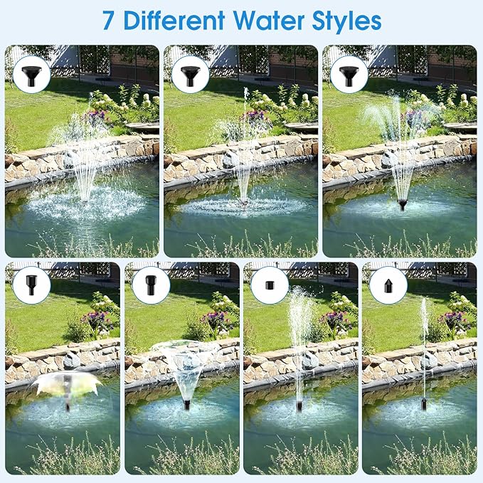 POPOSOAP 12W Solar Water Fountain Pump, Solar Water Pump with Flow Adjustable, Solar Pond Pump with Water Shortage Protection & 16.5FT Cord for Ponds, Garden, Waterfall, Hydroponics-P112H