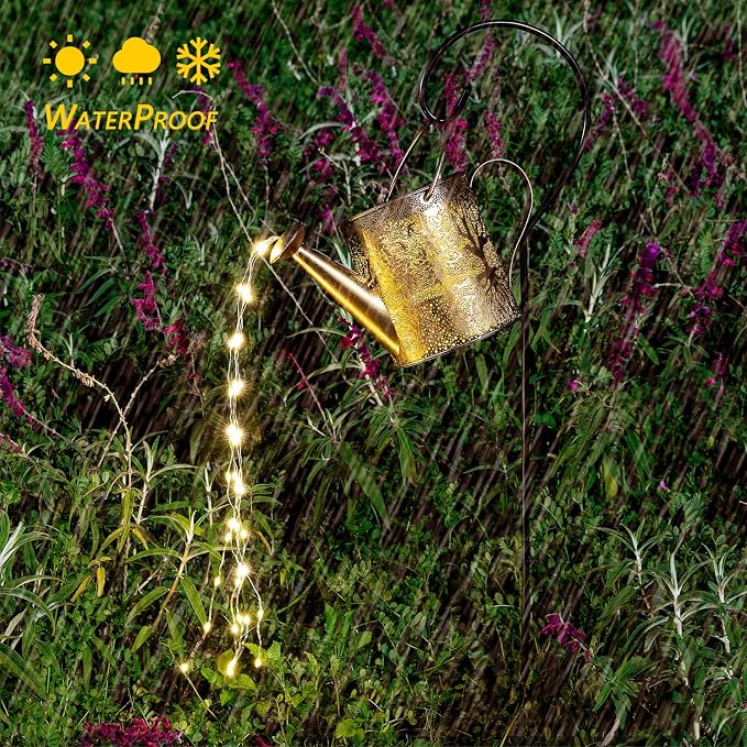 JIAJIAMEI Large Solar Watering Can Lights Big Tree Outdoor Garden Decor, Waterproof Cascading LED Hanging Lights, Gifts for Mom Grandma Women Birthday Mother's Day - Yard Porch Patio Backyard