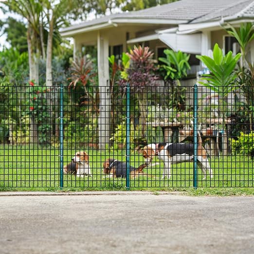ARIFARO 4.8 Feet Metal Fence Posts, Pack of 16, No Dig Garden U Post for Wire Fencing Steel Yard Post, Outdoor Wire