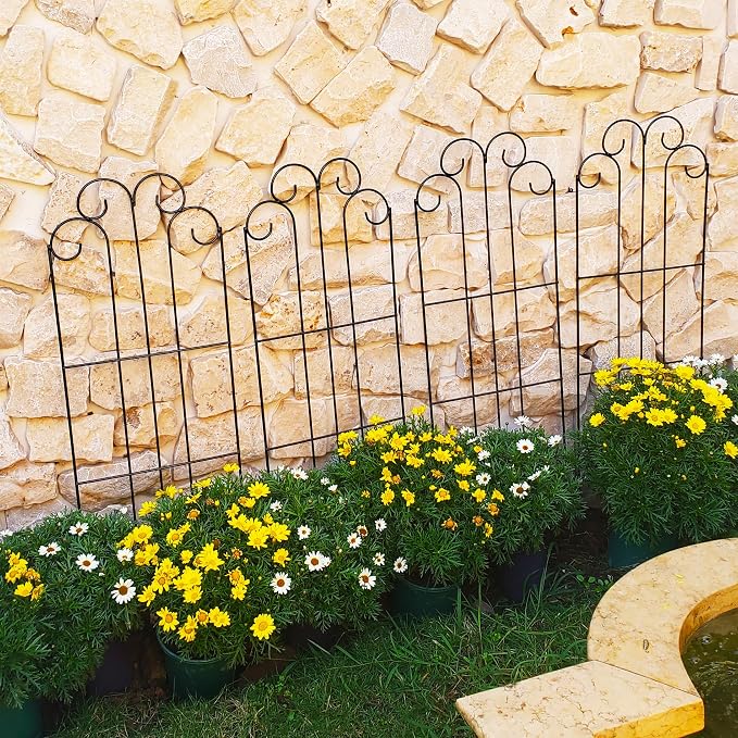 4 Pack Black Garden Trellis 45” x 15.9” for Climbing Plant Rustproof Iron Plant Support Patio Flower Metal Trelli Wire Lattices Grid Panels for Ivy Cucumbers Clematis Roses