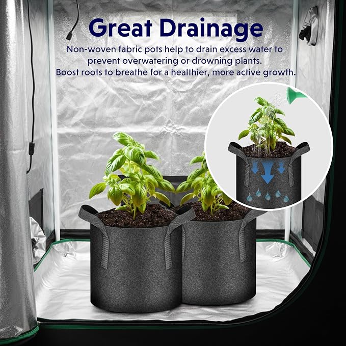 iPower 3 Gallon 10 Pack Grow Bags Nonwoven Fabric Pots Aeration Container with Strap Handles for Garden and Planting, 10-Pack Black, 3 Gallon