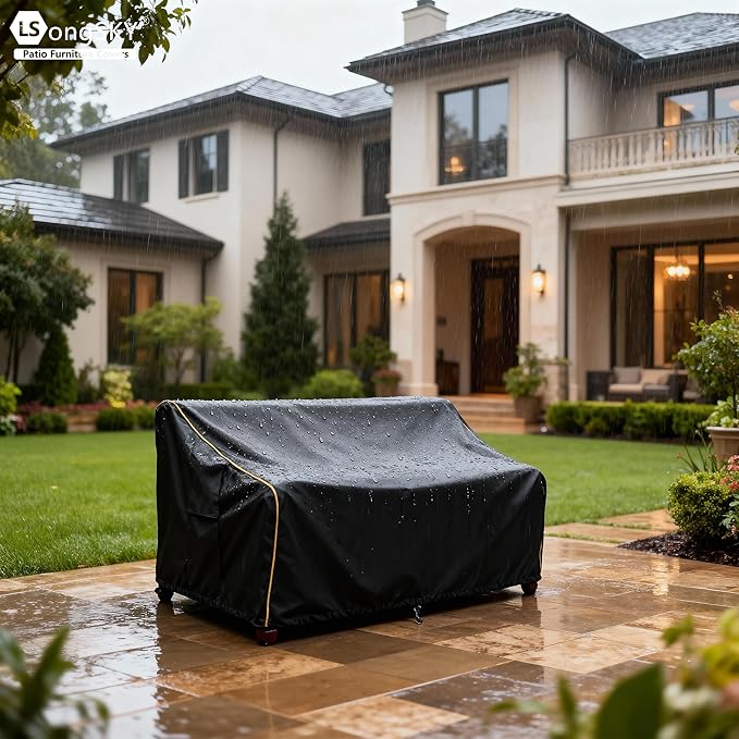 Patio 3-Seater Sofa Cover,Outdoor Couch Cover Fits up to 79W x 38D x 35H Inches,100% Waterproof Heavy Duty Patio Furniture Covers,Black