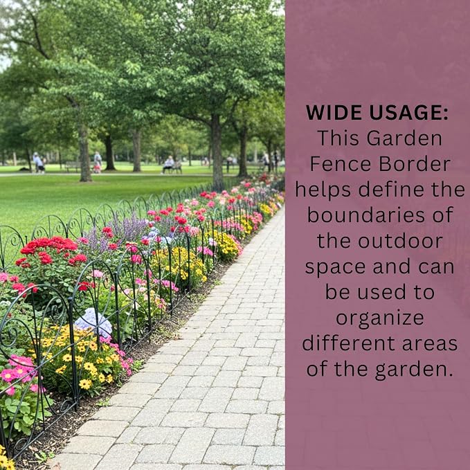 ShopLaLa Decorative Garden Fence (20 Panels) 12.5in(L) x 16.5in(H) Rustproof Black Metal Wire, Animal Barrier Fences for Dogs, Flower Bed Edging Landscape Border Yard Patio Butterfly Outdoor Decor