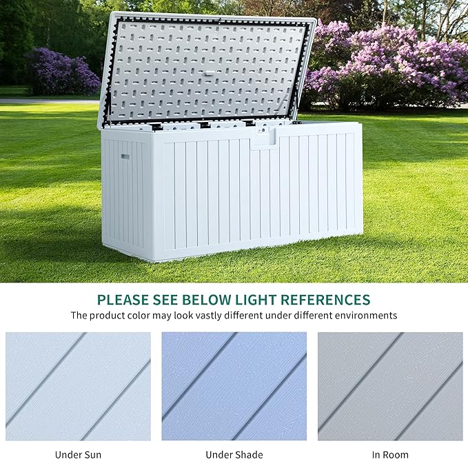 YITAHOME XL 150 Gallon Large Deck Box,Outdoor Storage for Patio Furniture Cushions,Garden Tools,Waterproof,Lockable (White)