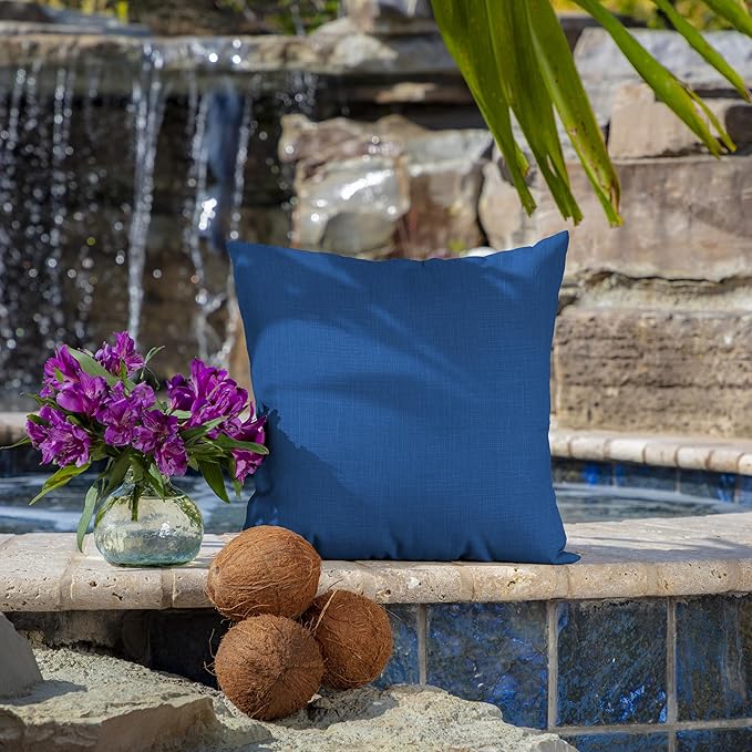 Arden Outdoor Toss Pillow, 2 Pack, 16 x 16, Rain-Proof, Fade Resistant Cobalt Blue Texture