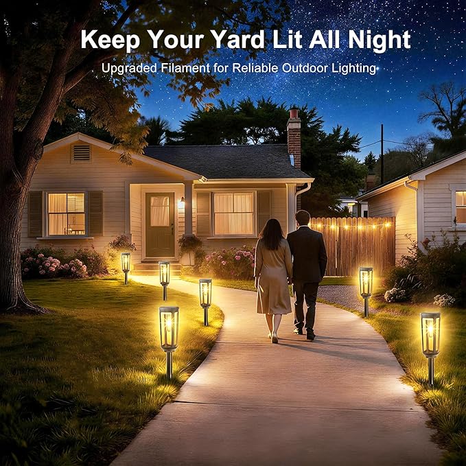 JEJOT Solar Pathway Lights Outdoor Waterproof IP65, 12 Pack Warm White Solar Walkway Lights, Auto On/Off Outdoor Light for Lawn Garden Patio Driveway Decor Landscape Lighting