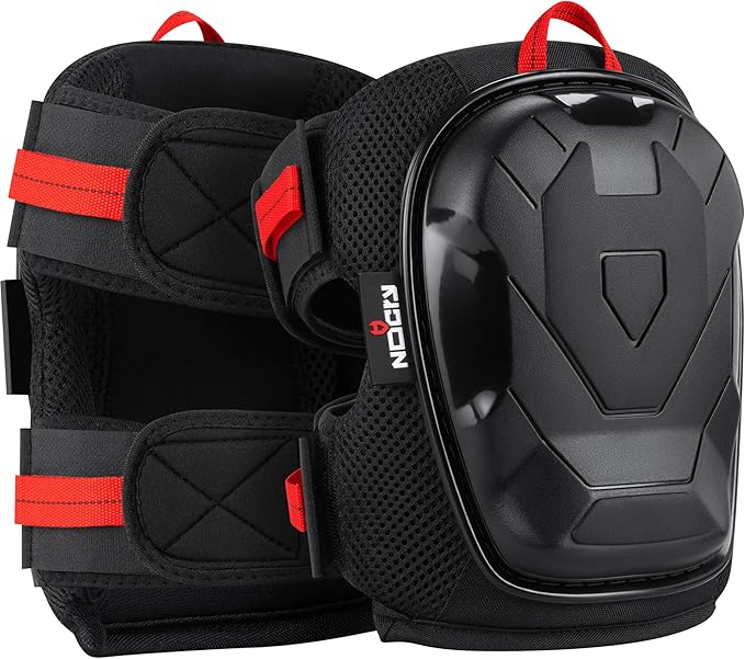 NoCry Professional Work Knee Pads for Men and Women with Non-slip Heavy Duty Cap and Ankle Support — Soft Foam Cushion and Gel Knee Pads for Men Construction — Easy to Fasten Kneepads with Hang Loop
