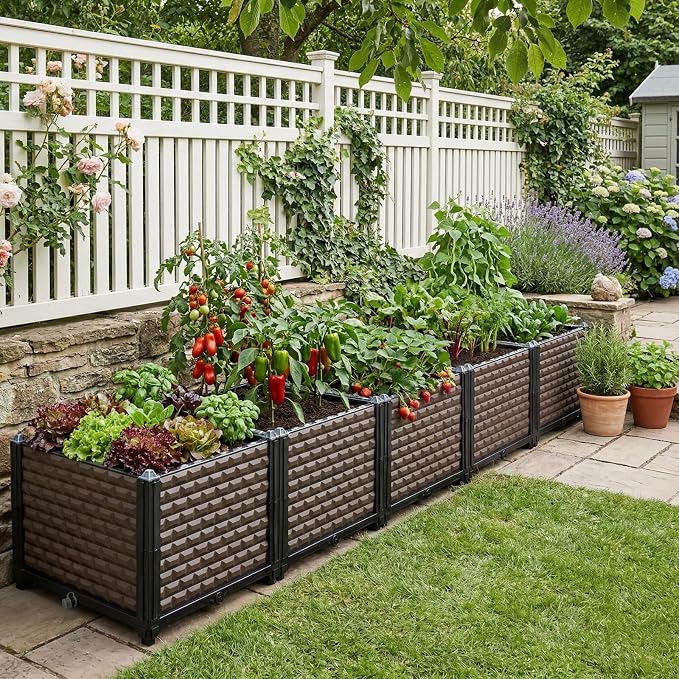 Large Planters for Outdoor Plants 14" Tall Planter Box, Raised Beds for Gardening Self Watering, Elevated Planter Box with Legs, Rectangular Garden Planters for Outdoor Plants Flowers, 78.7"L x 15.7"W