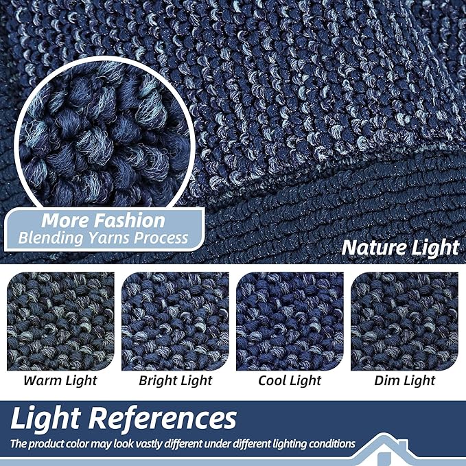 BEQHAUSE Indoor Door Mat 20" x 48", Dirt Trapper Door Mats Non-Slip Entryway Rugs Washable, Resist Dirt Absorbent Welcome Mat, Low Profile Floor Mats for Front Back Door and Entryway, Blue