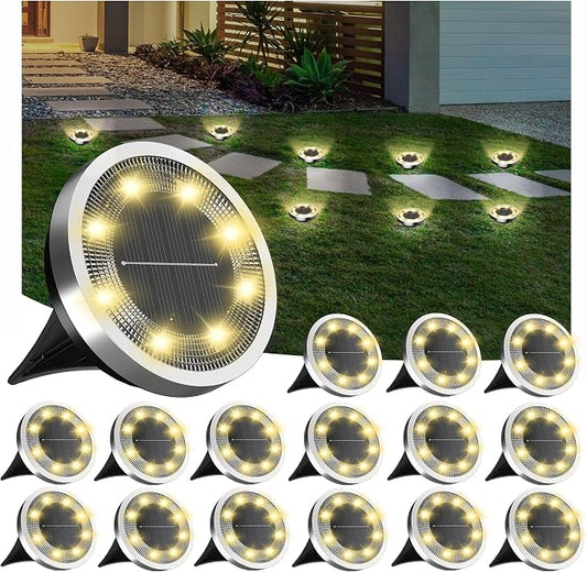 INCX Solar Ground Lights, 24 Pack Solars Light Outdoor Waterproof, Solar Garden Lights Landscape Lighting for Patio Pathway Lawn Yard Deck Driveway Walkway, Warm White