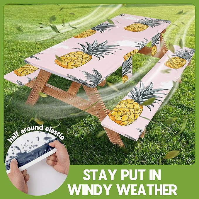 Picnic Table Cover with Bench Covers Elastic Tablecloth Camping Essentials Gear Table Cloth Outdoor Glamping Cool Fun Unique Ideas Birthday Camping Gifts for Mother Mama Mommy Mom from Daughter Son
