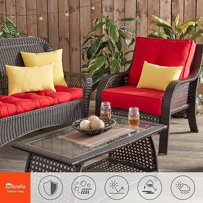 Greendale Home Fashions Outdoor 2-Piece Sunbrella Premium Deep Seat Cushion Set, Canvas Jockey Red