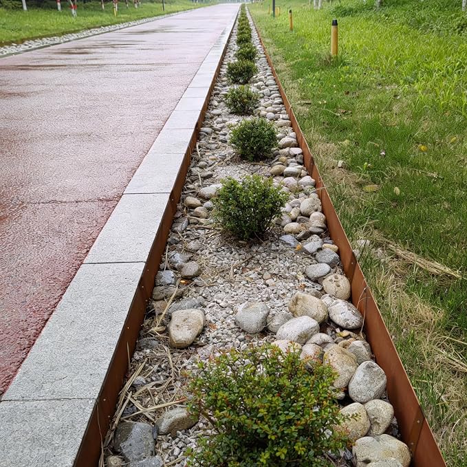 Corten Steel Landscape Edging Metal Edging Landscaping Garden Edging Steel Landscaping 40 Inch Strips 8 Inch Lawn Edge Border Rust Patina Hammer-in for Yard Lawn 6 pcs