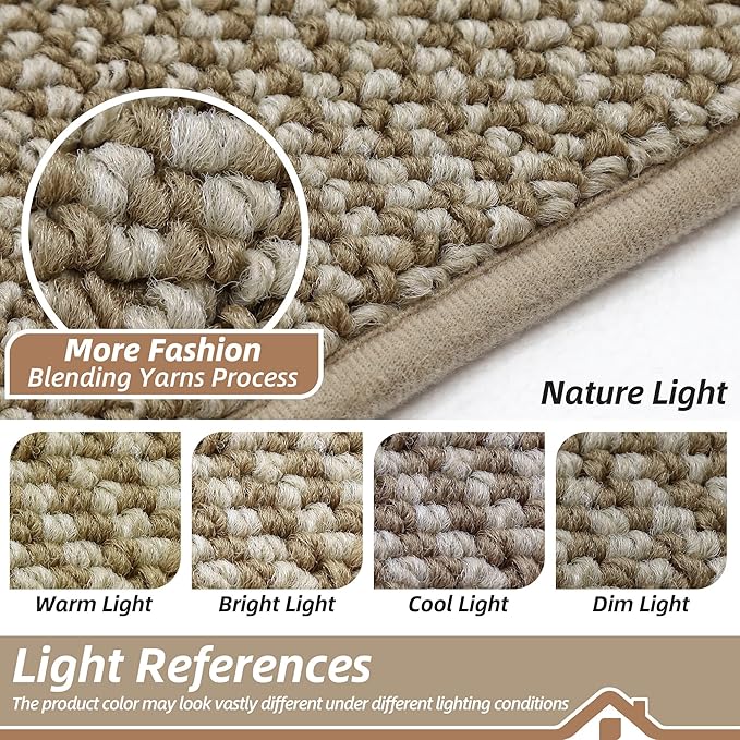 BEQHAUSE Dirt Trapper Door Mat 17" x 30" Half Circle Non-Slip Washable Doormats Entrance Rugs Absorbent Welcome Low Profile Floor Mats for Front Back Door and Entryway, Light Beige