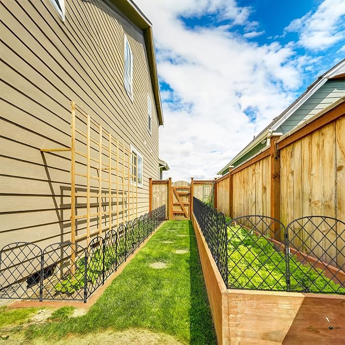 Decorative Garden Fence 19 Pack Garden Fencing Border 20ft(L) x 24in(H) Animal Barrier Fence Panels Rustproof Metal Wire Temporary Fence for Dog Yard Patio Outside, Arched