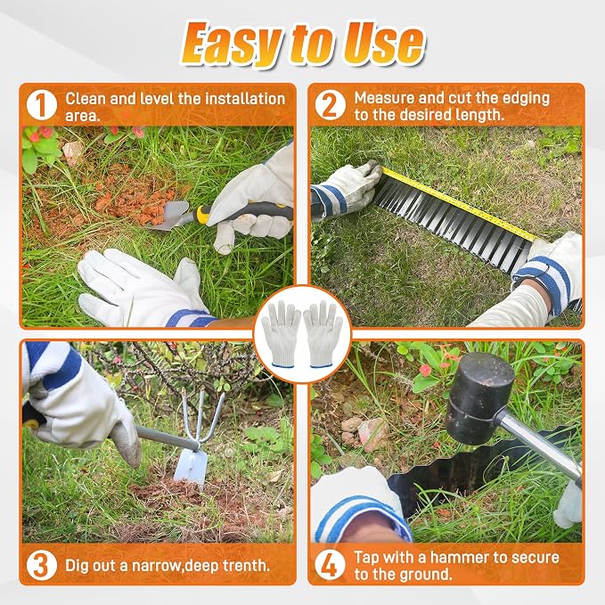 Quibbay Corrugated Metal Garden Edging, 6"×100Ft Landscape Edging Border for DIY Lawn, Flower Bed and Garden, Flexible Bender Border for Lawn and Yard, Sturdy Galvanized Garden Edging Border, Black