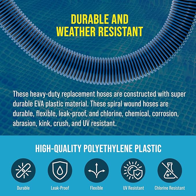 U.S. Pool Supply 1.5" Heavy-Duty Above Ground Pool Hose Replacement Kit - 2 Durable 3 Foot Hoses, 2 Connection Adapters, 4 Clamps - Compatible with Intex Pool Filter Pumps