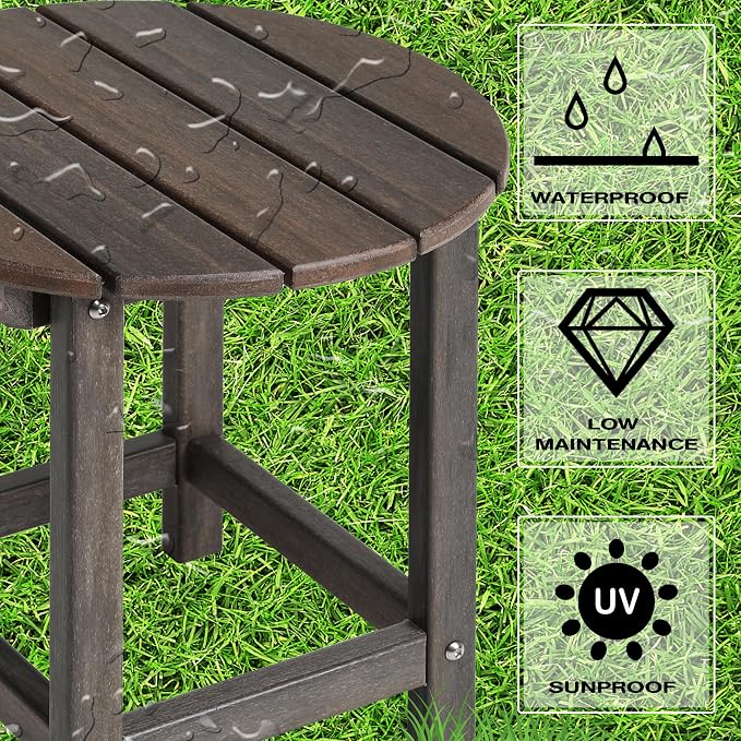 LZRS Adirondack Patio Side Table End Table, Outdoor Coffee Tables for Patio, Backyard,Pool, Indoor Companion, Easy Maintenance & Weather Resistant(Brown Mixture)