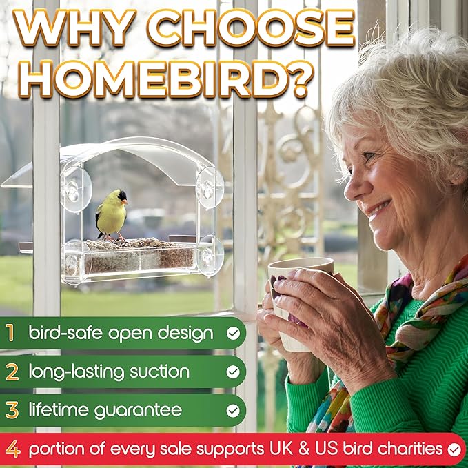 Window Bird Feeder with Strong Suction Cups - (Upgraded 2026 Model) Clear Acrylic Feeder Window for Cats Bird House Gift