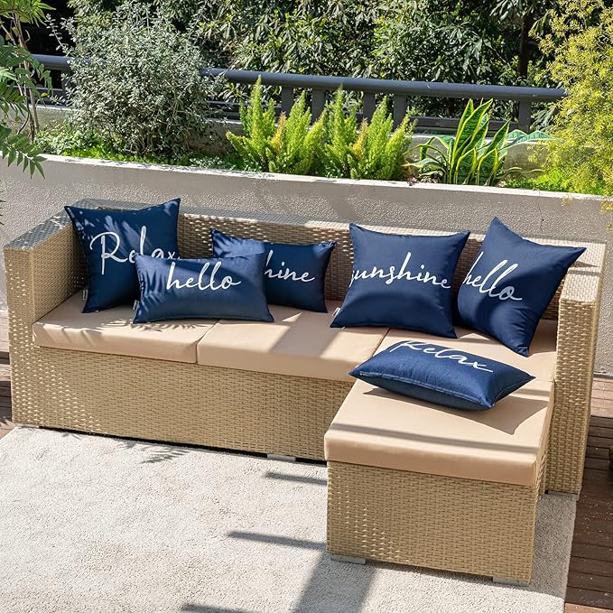 MIULEE Outdoor Waterproof Throw Pillow Covers Set of 2 Relax Decorative Outdoor Square Pillowcases for Chair Patio Garden Couch Tent Balcony Sofa Blue 18x18 Inch