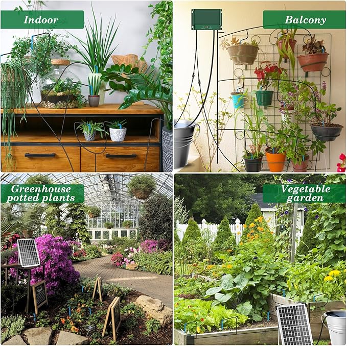 Solar Irrigation System 10W for Automatic Plants Watering, Summer Garden Drip Irrigation Kit for Solar Garden Drip Irrigation System,Supported Irrigation System Kit for Plant Bed,Green House