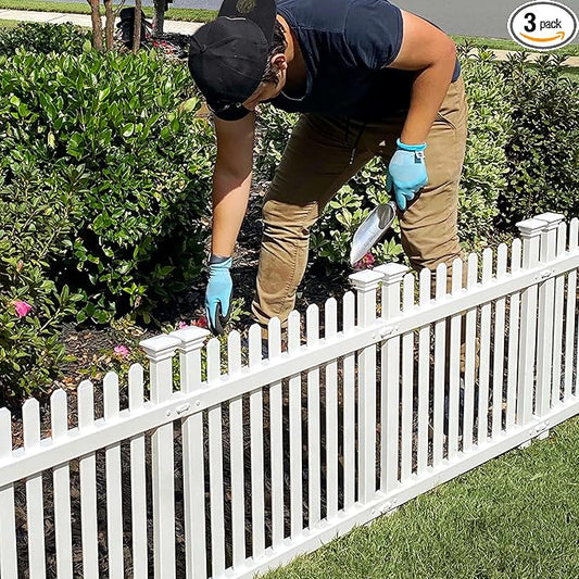 2ft H x 2ft W (3 Panels) No Dig Zippity Roger Rabbit Garden Fence Kit, White Vinyl Picket Panels, Garden Border and Edging for Dogs, Outdoor Dog Barrier for Yard, ZP19056