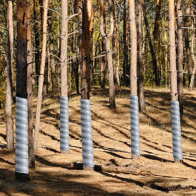 Wesiti 20 Pcs Tree Trunk Protector Plastic Spiral Trunk Tree Wrap Guard Bark Tube Protectors to Protect Bark Saplings from Deer Cats Rodents Rabbit Mowers (Grey)