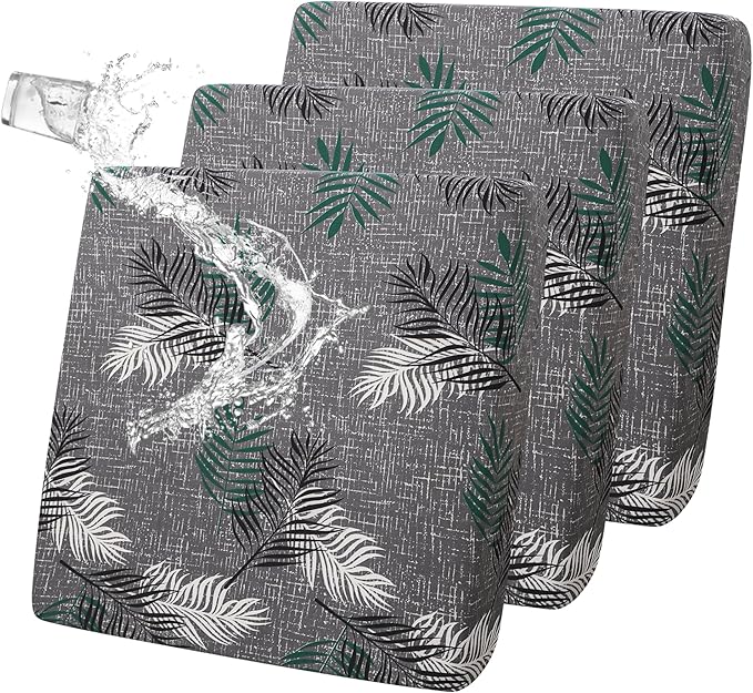 FORCHEER Ourdoor Cushion Covers 20X20 Waterproof 3 Pieces Floral Printed Stretch Patio Chair Cushino Covers for Rattan Patio Furniture Replacement