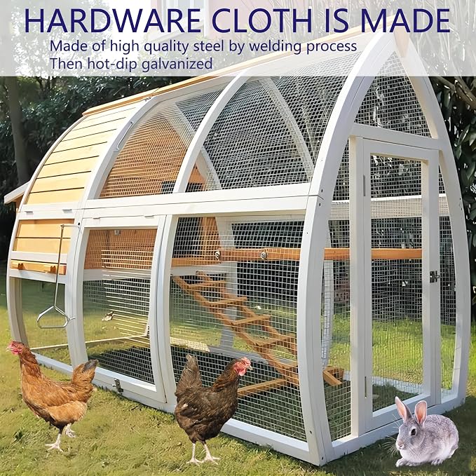 Hardware Cloth 1/2 inch 36inx100ft Galvanized After Welding 19 Gauge Square Chicken Wire Fence Mesh Roll Raised Garden Bed Plant Supports Poultry Netting Cage Snake Fence