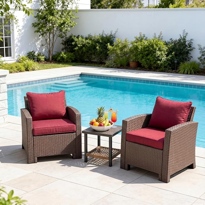 Art Leon Waterproof Outdoor Seat Cushion 24"x 24" 30D High Density Foam Patio Chair Cushions with Non-Slip Backing Patio Cushions for Patio Furniture Porch Swing Garden Bench Camping Stadium Red