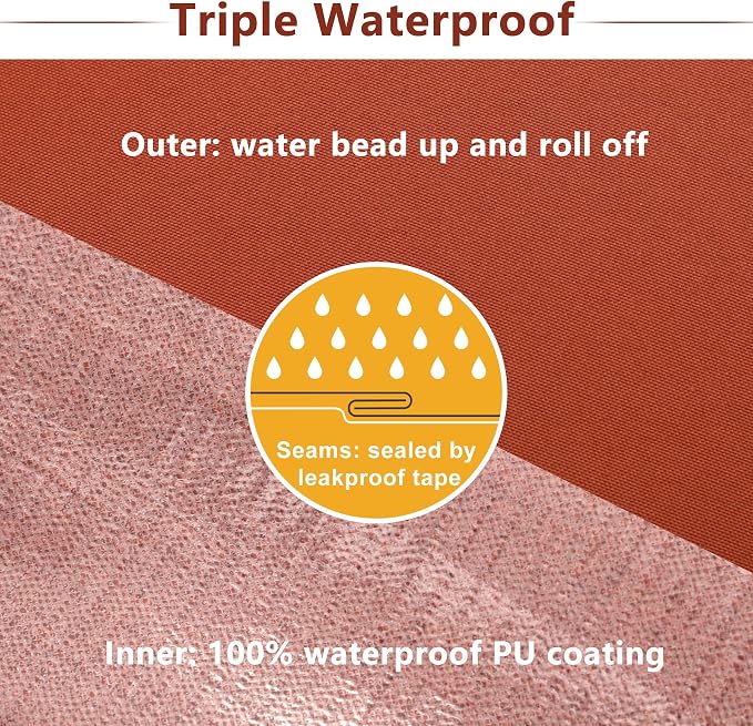 Favoyard Patio Chair Cushions 18.5 x 16 x 3 Inch Waterproof Outdoor Seat Cushions for Patio Furniture 3-Year Color Fastness Garden Sofa Couch Chair Pads with Handle & Adjustable Straps Set of 2, Spice