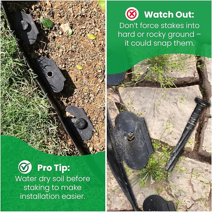 MIXC Garden Edging Border, 66FT 2 Inch Tall Plastic Landscape Edging with 100 Stakes, Flexible Tool-Free Lawn Border for Yard, Flower Bed & Landscaping