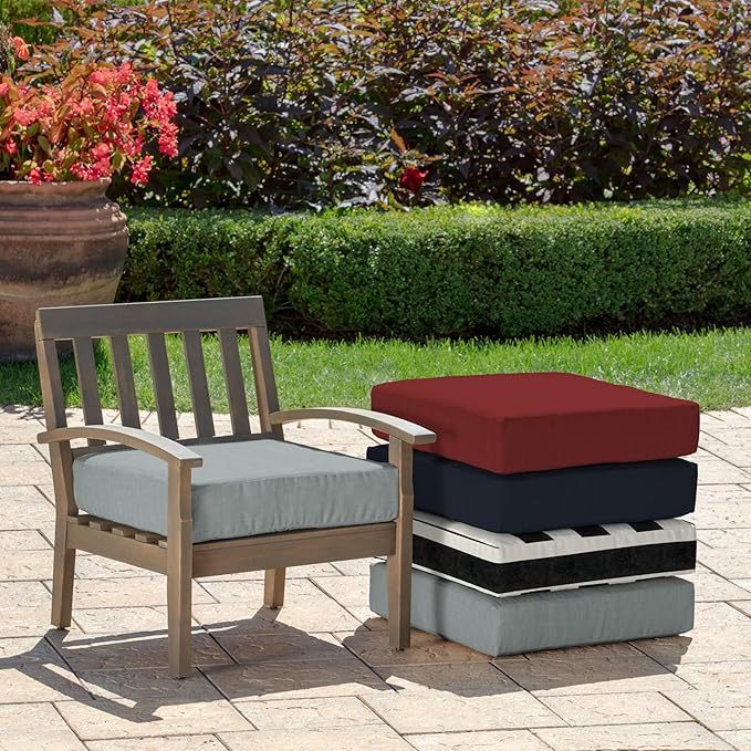 Arden Outdoor Deep Seat Bottom Cushion, 24 x 24, Rain-Proof, Fade Resistant 24 x 24, Stone Grey Leala