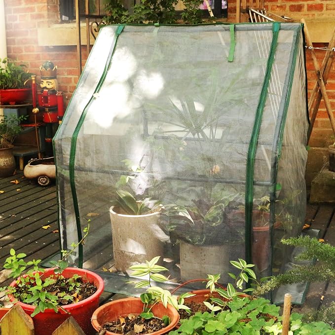 Gardzen Mini Greenhouse with Zipper Mesh Cover, Steel Frame Portable Outdoor Greenhouse, Enhanced Ventilation, Ideal for Spring, Summer & Fall 36.2"(L) x36.2(W) x42.5(H)