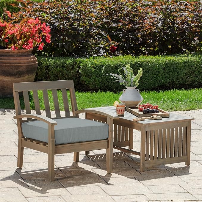Arden Outdoor Deep Seat Bottom Cushion, 24 x 24, Rain-Proof, Fade Resistant 24 x 24, Stone Grey Leala