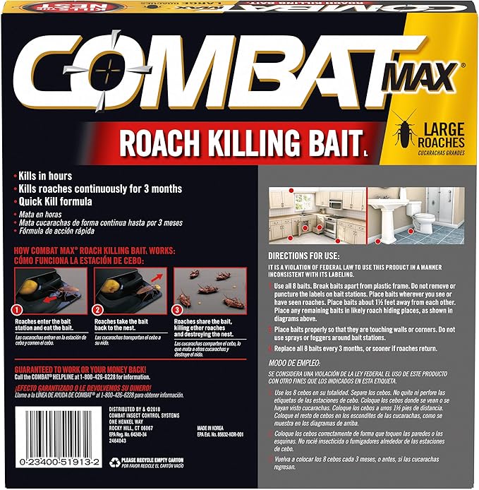 Combat Max Large Roach Killing Bait, 8 Count (Pack of 2)
