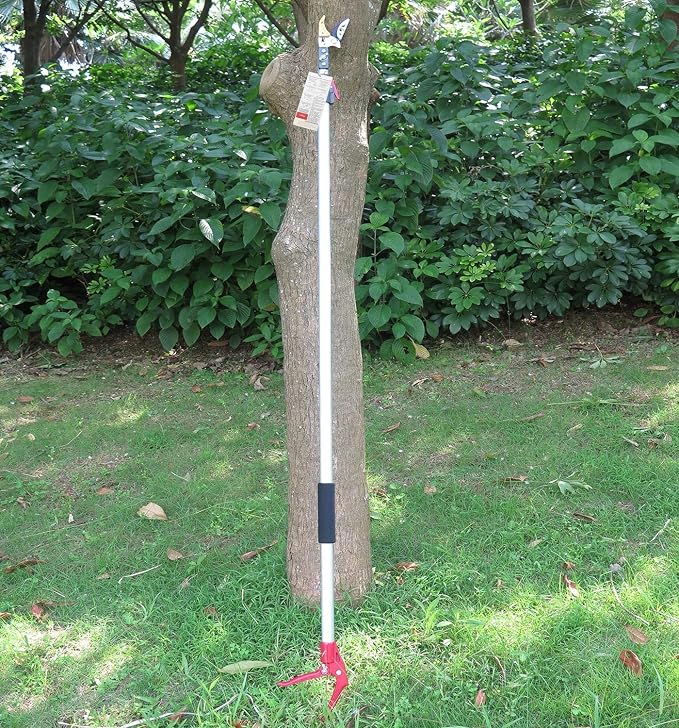 4.4-7.2 Foot Tree Pruner 2 Sections Extendable 4 Nodes Adjustable, Cut and Hold Pruning Trimmer, Long Reach Pole Saw, Telescoping Fruit Picker, Branches Bypass Lopper With Hook