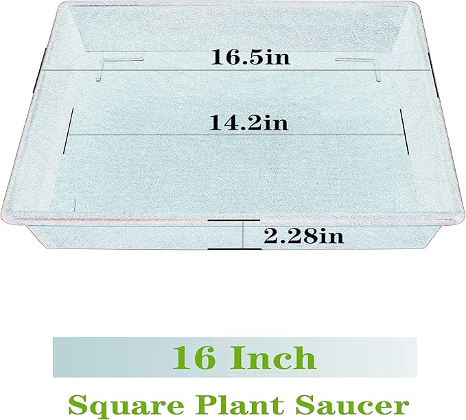 NIMYAU Square Plant Saucer 16 Inch 2 Pack, Plant Stand Plant Trays for Pots Heavy Duty Plastic Plant Saucers for Indoors Outdoors, Flower Pot No Holes Plant Lover Gardening Gifts