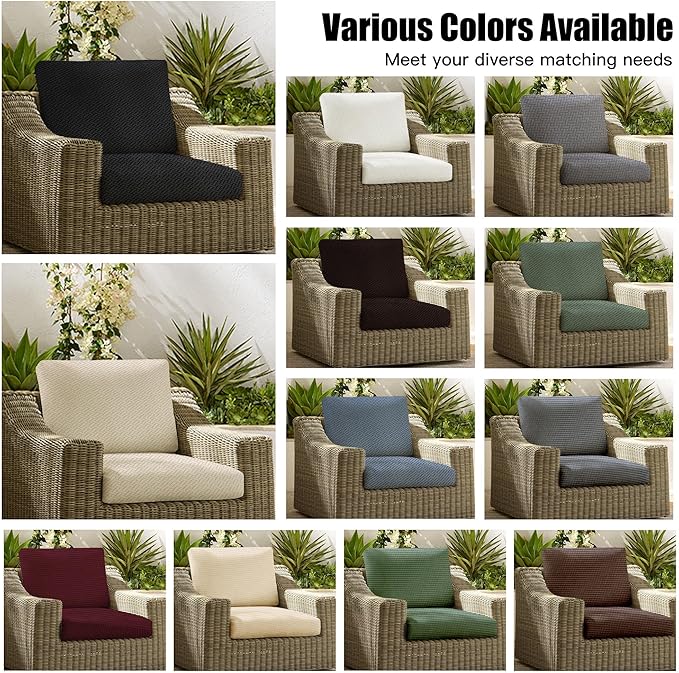 8Pcs Patio Cushion Covers,Outdoor Cushions Covers,Stretch Cushion Covers Replacement, Washable and Reusable Furniture Protectors(Matcha Green)