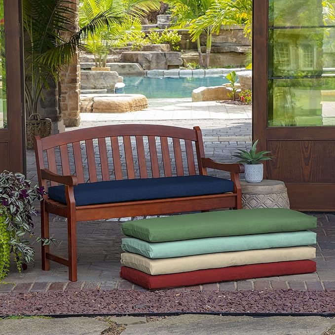 Arden Outdoor Bench Cushion, 46 x 17, Rain-Proof, Fade Resistant Sapphire Blue Leala