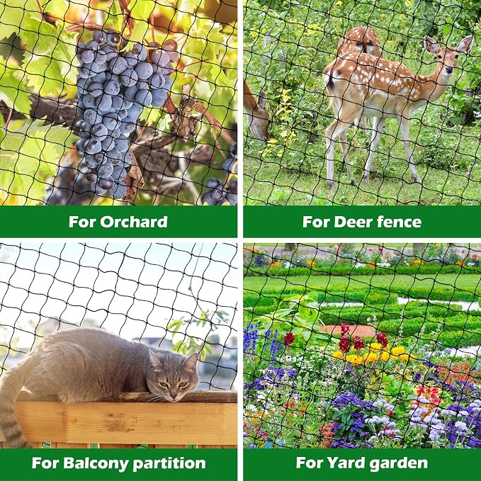 BSTPCOO 50'x50' with 2" Mesh Bird Netting for Chicken Coop with Bird Scare Tape, Hawk Nettings for Chicken Run, Heavy Duty Poultry Nettings Chicken Netting Roof Deer Net