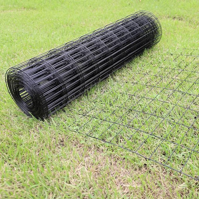 FOREHOGAR Black PVC Coated Welded Wire Fence 36 Inch x 50 Foot, 2 Inch x 4 Inch 14GA, Garden Border Fencing Roll Vinyl Coating Metal Wire Mesh Hardware Cloth for Yard Vegetable Plant Protection