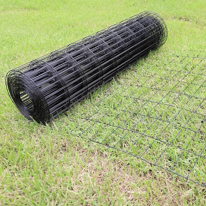 FOREHOGAR Black PVC Coated Welded Wire Fence 56 Inch x 50 Foot, 2 Inch x 4 Inch 14GA, Garden Border Fencing Roll Vinyl Coating Metal Wire Mesh Hardware Cloth for Yard Vegetable Plant Protection