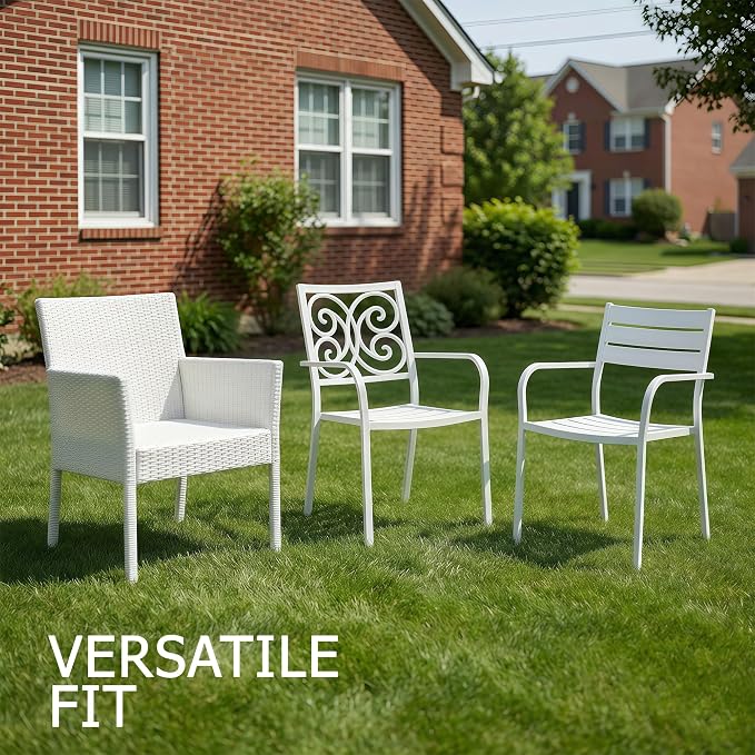 Outdoor Chair Cushions, Water-Resistant & Fade-Resistant, Patio Furniture Lawn Dining Chair Seat Replacement with Mid Back, Ties Zipper, Removable Cover, 18 x 16.5 Inch, Set of 4, Natural