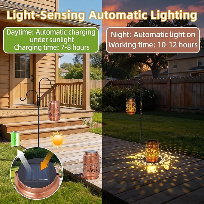 Solar Lanterns Outdoor Waterproof, Butterfly Birthday Gifts for Women Mom Grandma, Garden Hanging Solar Lantern Lights for Patio