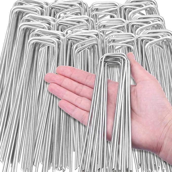 HongWay 4000 Pack 6 Inch Landscape Staples Bulk, Galvanized Garden Stakes 11 Gauge U-Shaped Pins Tent Stakes Yard Ground Staples for Landscaping Fabric, Lawn, Turf, Fence, Plant Cover, Irrigation