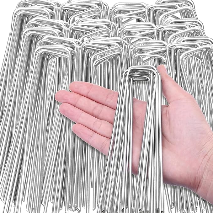 HongWay 2000 Pack 6 Inch Landscape Staples Bulk, Galvanized Garden Stakes 11 Gauge U-Shaped Pins Tent Stakes Yard Ground Staples for Landscaping Fabric, Lawn, Turf, Fence, Plant Cover, Irrigation